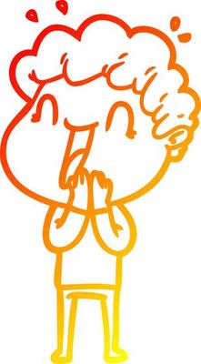 warm gradient line drawing cartoon happy man