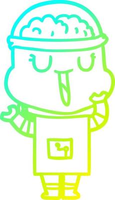 cold gradient line drawing happy cartoon robot