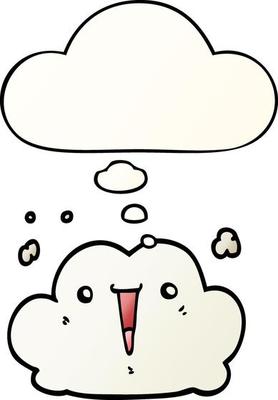 cute cartoon cloud and thought bubble in smooth gradient style