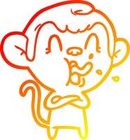 warm gradient line drawing crazy cartoon monkey vector