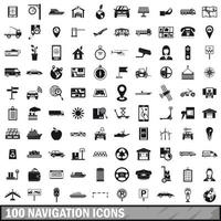 100 navigation icons set, simple style vector