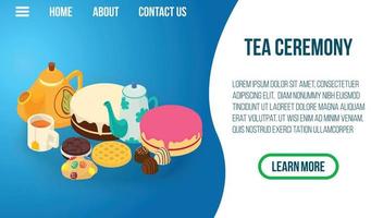 Tea ceremony concept banner, isometric style vector