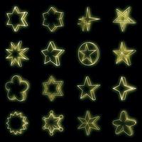 Star icons set vector neon