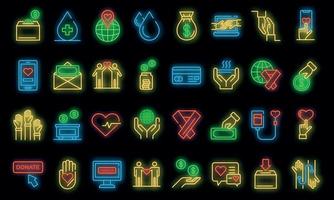 Donations icons set vector neon