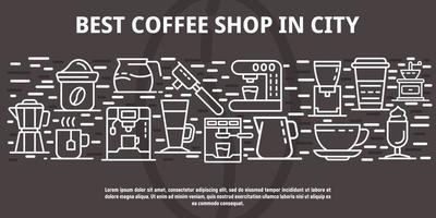 Best coffee shop in city banner, outline style vector