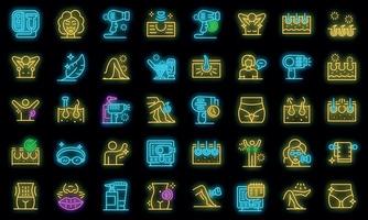 Laser hair removal icons set vector neon