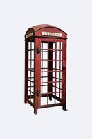 Old telephone booth in isolated on white background clipping path include. Traditional phone box photo