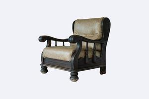 Old style wood vintage armchair isolated on white background clipping path include. photo