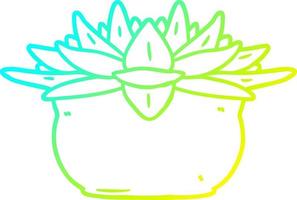 línea de gradiente frío dibujo dibujos animados planta suculenta vector