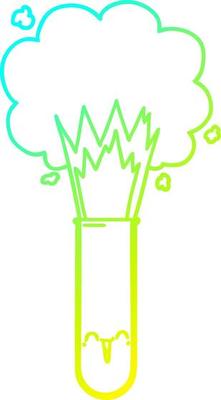 cold gradient line drawing cartoon exploding chemicals in test tube