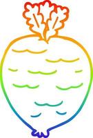 rainbow gradient line drawing cartoon root vegetable vector