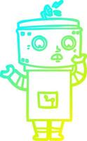 cold gradient line drawing cartoon robot vector