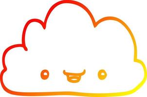 dibujo de línea de gradiente cálido nube de dibujos animados feliz vector