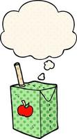 cartoon apple juice box and thought bubble in comic book style vector