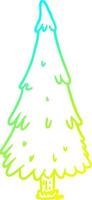 cold gradient line drawing christmas tree vector