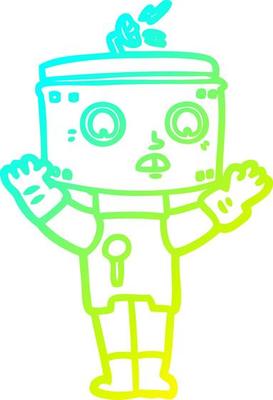 cold gradient line drawing cartoon robot