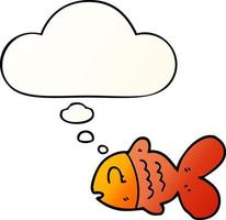 cartoon fish and thought bubble in smooth gradient style vector