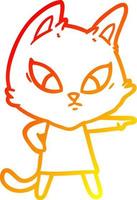 warm gradient line drawing confused cartoon cat vector