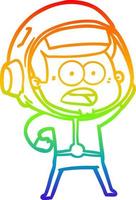 rainbow gradient line drawing cartoon surprised astronaut vector