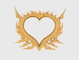 Golden frame of heart shape isolated on a white background with clipping path. photo