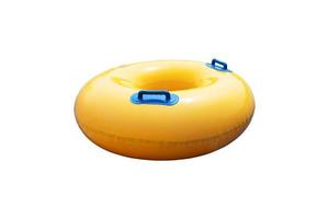 Yellow inflatable rings isolated on white background include clipping path. Summer holidays photo