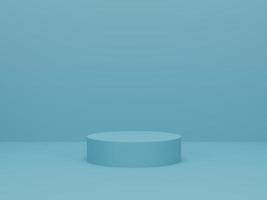 Cylinder podium on light blue background. Abstract minimal scene with geometric forms. Mock up scene to show cosmetic products presentation. 3d rendering, 3d illustration photo