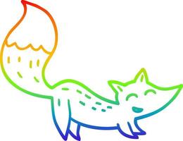 dibujo de línea de gradiente de arco iris zorro feliz de dibujos animados vector