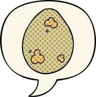 cartoon egg and speech bubble in comic book style vector