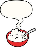 cartoon bowl of porridge and speech bubble vector