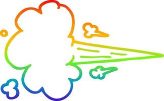 dibujo de línea de gradiente de arco iris nube de silbido de dibujos animados vector