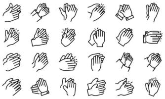 Handclap icons set, outline style vector
