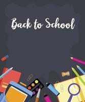 Black board back to school background, flat style vector