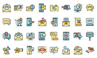 Sms marketing icons set vector flat