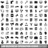 100 iconos de operaciones comerciales, estilo simple vector