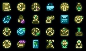 Anonymous icons set vector neon