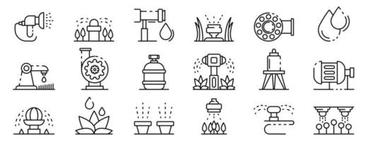 Irrigation system icons set, outline style vector