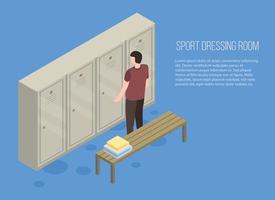 Sport dressing room banner, isometric style vector