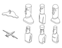 Easter Island icons set vector outine