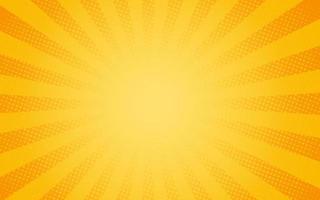 Sun rays Retro vintage style on yellow and orange background, Comic pattern with starburst and halftone. Cartoon retro sunburst effect with dots. Rays. Summer Banner Vector illustration