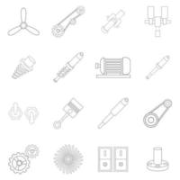 Mechanism parts icon set outline vector