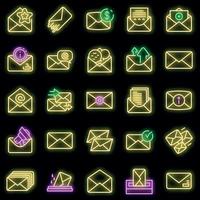 Envelope icons set vector neon