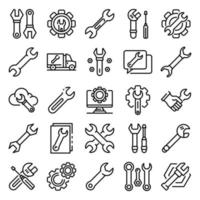 Wrench icons set, outline style vector