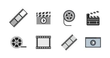 Video file icon set, flat style vector