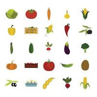conjunto de iconos de verduras, estilo plano vector