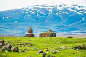 Ani site of historical cities Ani Harabeleri. Important trade route Silk Road in Middle Agesand. Historical Church and temple in Ani, Kars, Turkey. photo