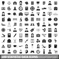 100 statistic data icons set, simple style vector