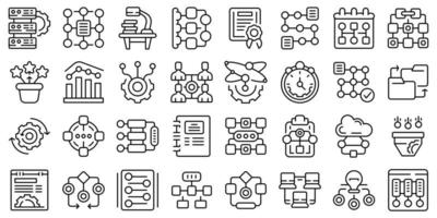 Workflow icons set outline vector. Sitemap plan vector