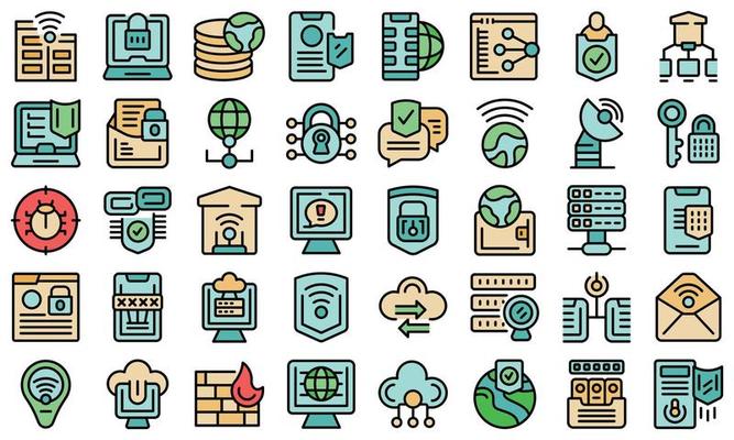 VPN icons set vector flat