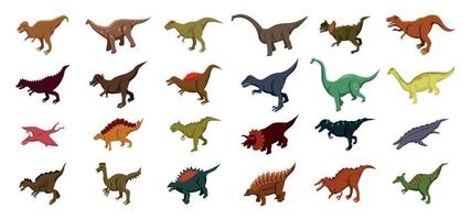 conjunto de iconos de dinosaurios, estilo isométrico vector