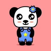 lindo diseño de vector de personaje panda con ropa